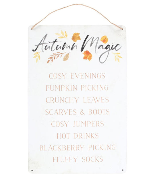 Autumn magic metal hanging sign