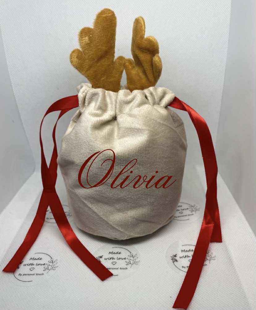 Personalised small brown reindeer bags