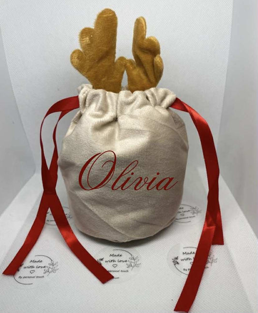 Personalised small brown reindeer bags